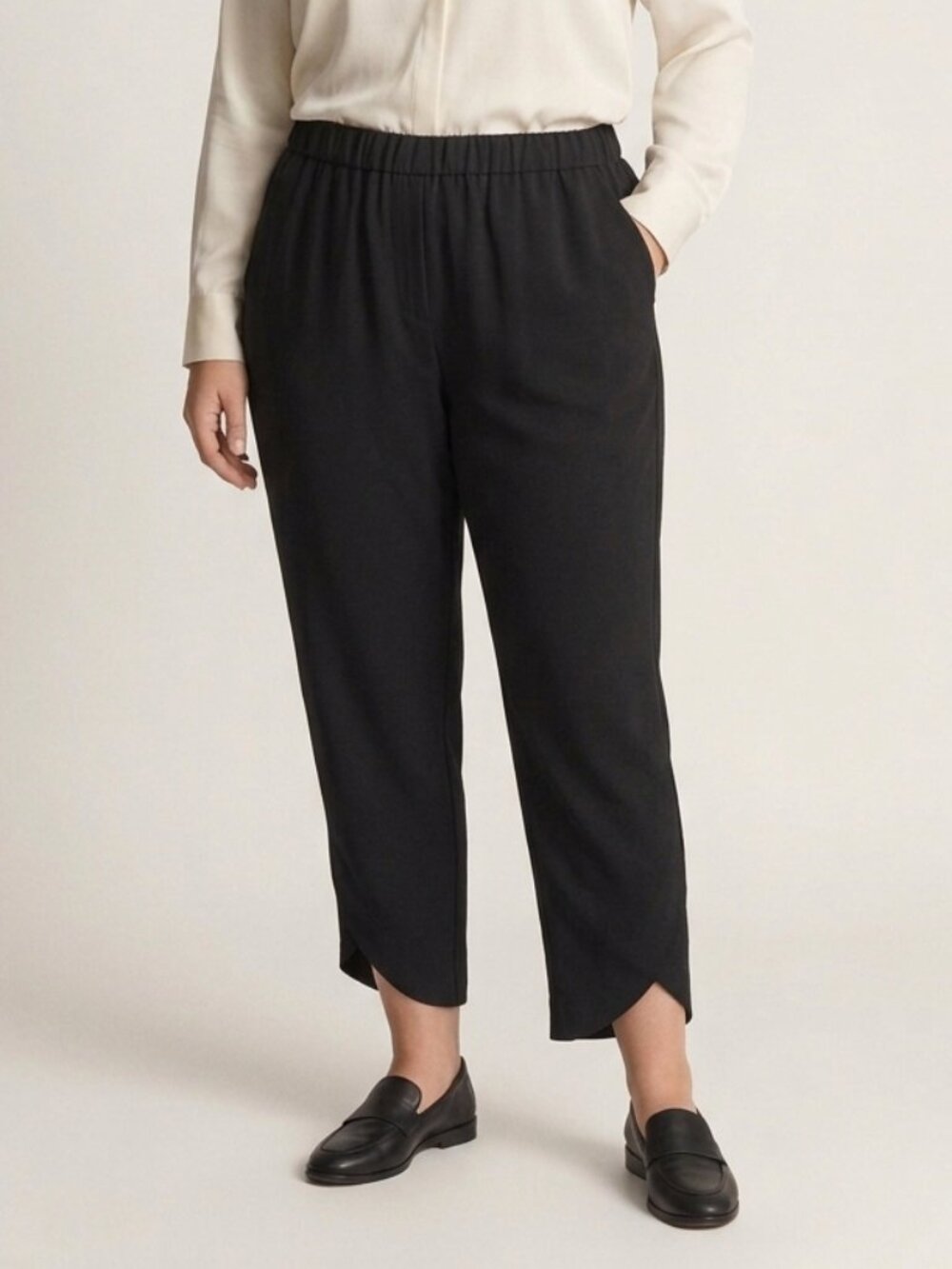 Marine Layer Allison Pant XL women's black subtle ankle curved dolphin hemlines